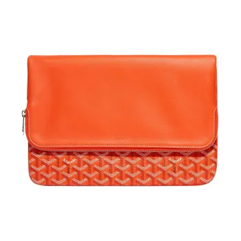 GOYARD Sainte-Marie Canvas With Calfskin Clutch Large Size Unisex Orange