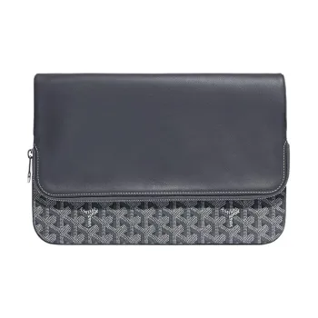GOYARD Sainte-Marie Canvas With Calfskin Clutch Large Size Unisex Gray