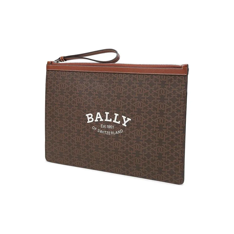 BALLY Leather Coin Purse, Clutch Regular Men's Brown-1