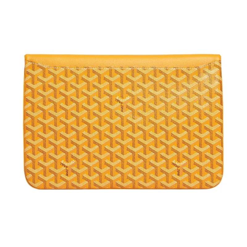 GOYARD Sainte-Marie Canvas With Calfskin Clutch Large Size Unisex Yellow-3