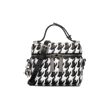 DIOR Lady Dior Cow Leather Crossbody One Shoulder Handbags Extra Mini Women's Black/White