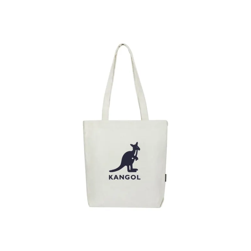 KANGOL Canvas Shopping Bag, Canvas Bag, Tote Bag, Shoulder Bag Large Size Unisex Black/Ecru-5