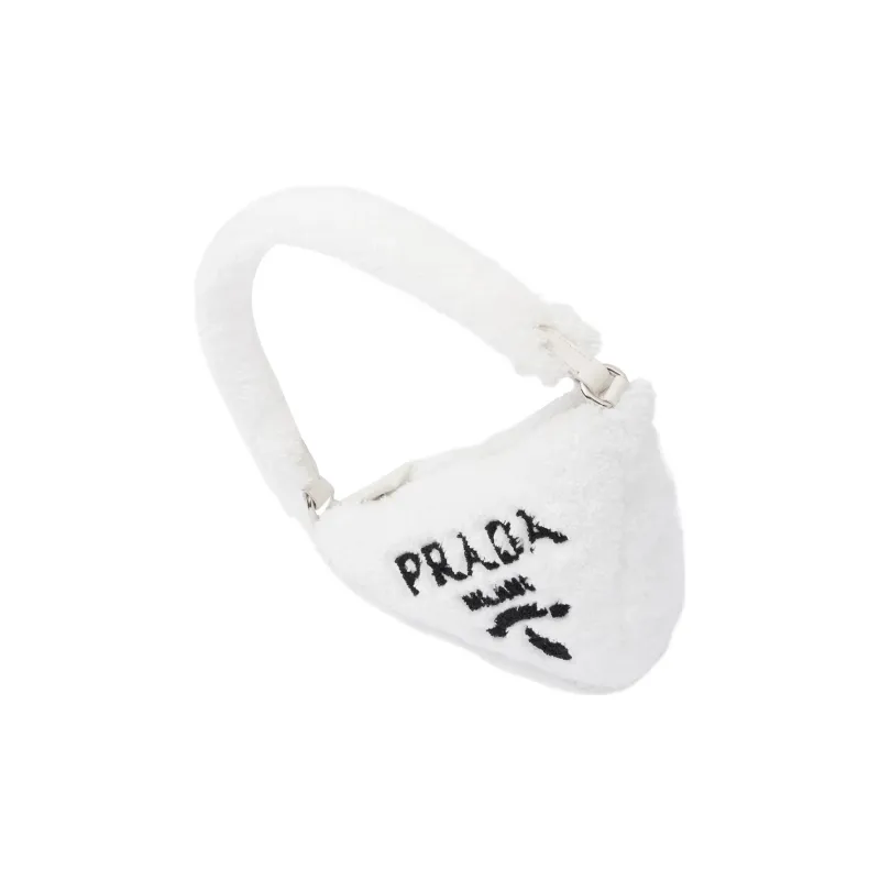 PRADA Fabric Triangle Bag Handbags Women's White/Black-2