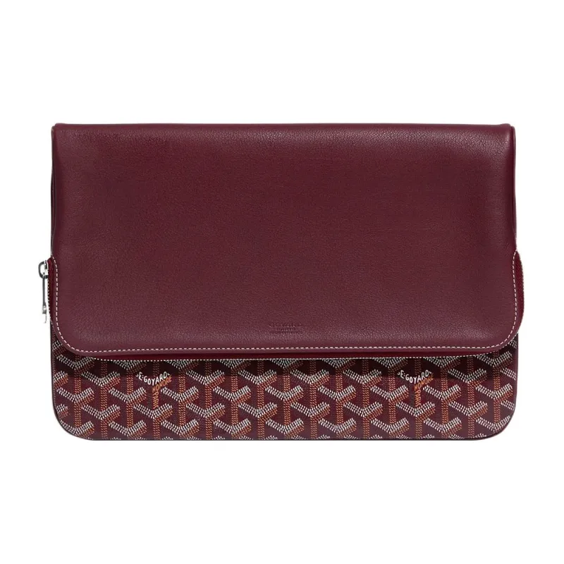 GOYARD Sainte-Marie Canvas With Calfskin Clutch Large Size Unisex Burgundy-0