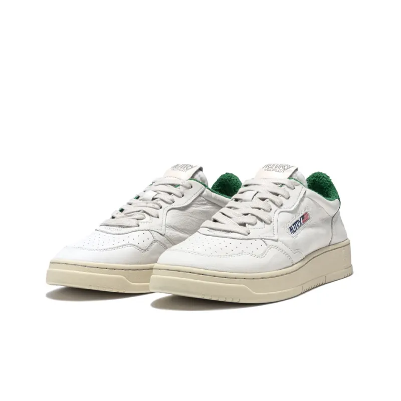 AUTRY Medalist Low Leather And Suede 'White Green And Embroidered Logo' Women's-2