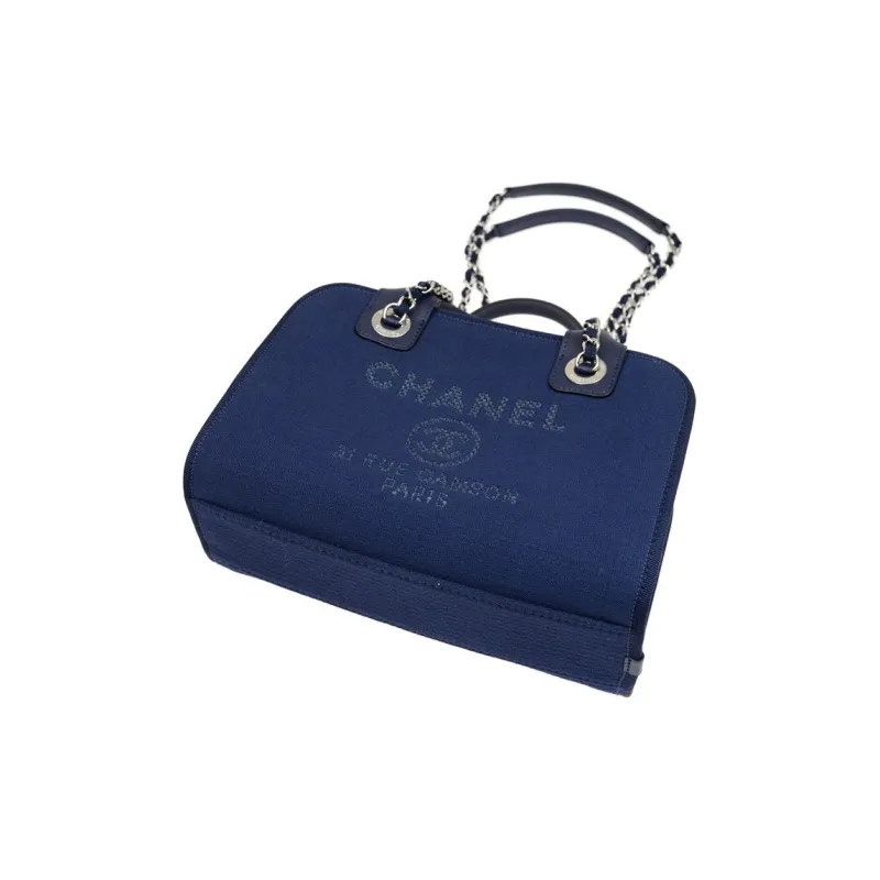 CHANEL Denim Bowling Bags, Tote Bags, Shopping Bags, Shoulder Bags, Crossbody Bags, Handbags Women's Dark Blue-2