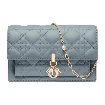 DIOR Lady Dior Sheepskin Handheld Shoulder Bag Crossbody Bag Women's Powder Blue
