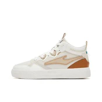 Erke Dots Mid Top Skateboard Shoes Men's White Warm Linen