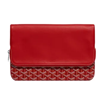 GOYARD Sainte-Marie Canvas With Calfskin Clutch Large Size Unisex Red