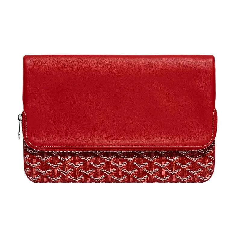 GOYARD Sainte-Marie Canvas With Calfskin Clutch Large Size Unisex Red-0