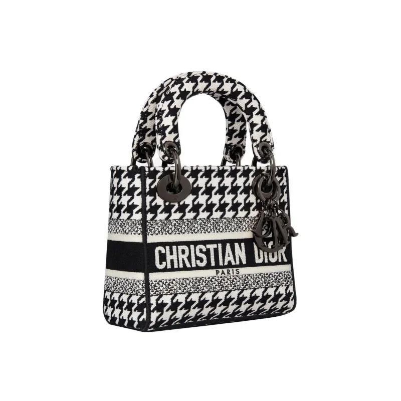 DIOR Lady D Lite Embroidery Lady Dior Bag Tote Bag, Shopping Bag, Handbag Mini Women's Black/White-1
