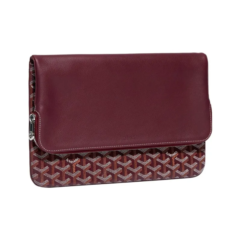 GOYARD Sainte-Marie Canvas With Calfskin Clutch Large Size Unisex Burgundy-3