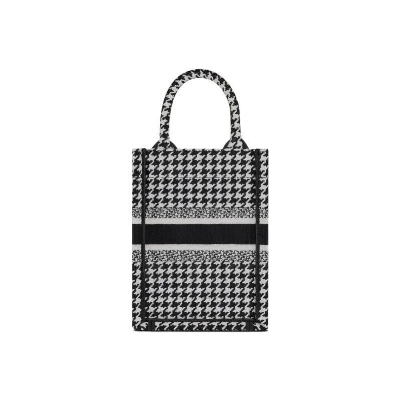 DIOR BookTote Embroidery Cell Phone Pouch Mini Women's Black & White-2