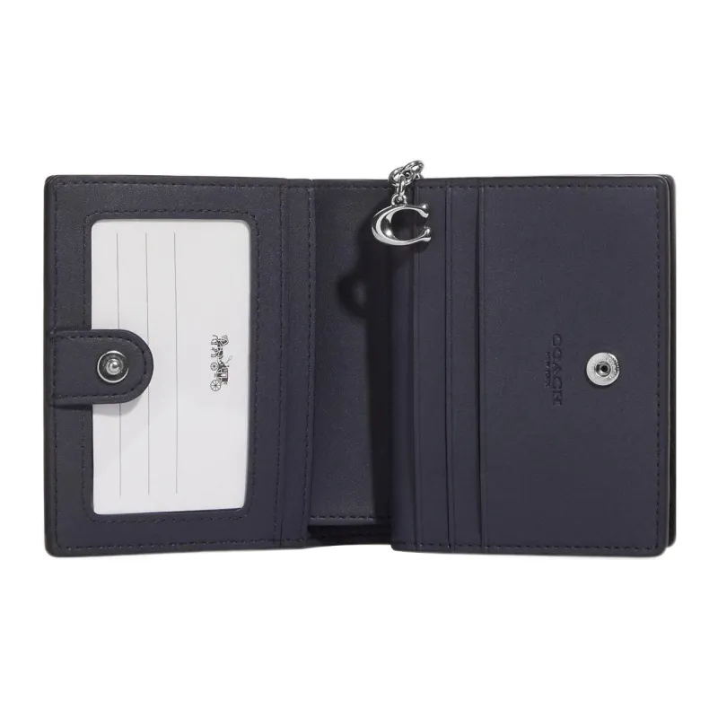 COACH Snap Wallet Refined Pebble Leather Clutches Card Holder Wallet Women's Black-1