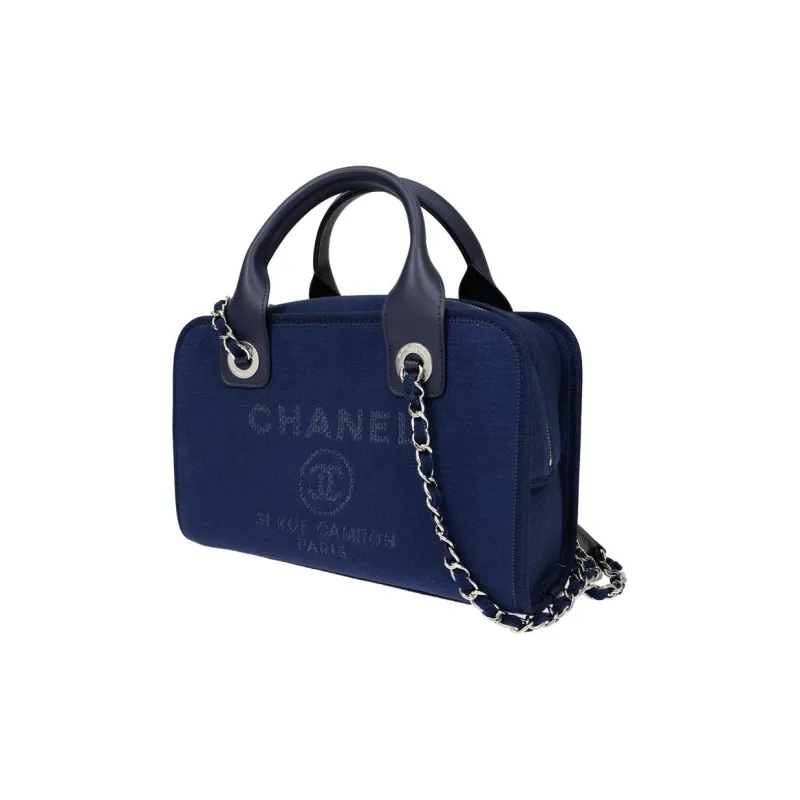 CHANEL Denim Bowling Bags, Tote Bags, Shopping Bags, Shoulder Bags, Crossbody Bags, Handbags Women's Dark Blue-1