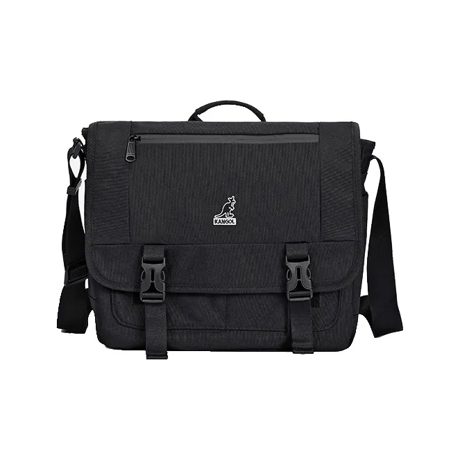 KANGOL Fabric Laptop Bag, Messenger Bag, Crossbody Handbag Regular Unisex Black-2