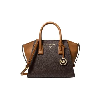 MICHAEL KORS Avril Canvas With Leather Trim Shoulder Bag, Crossbody Bag, Handbag Trumpets Women's Brown