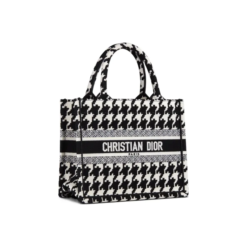 DIOR BookTote Embroidery Tote Bag Shopping Bag Handbag Small Size Women's Black/White-1