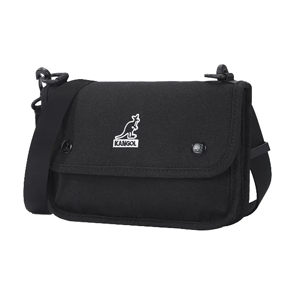 KANGOL Fabric Canvas Bag, Crossbody Bag, Envelope Bag, Shoulder Bag Unisex Black/Ecru-2