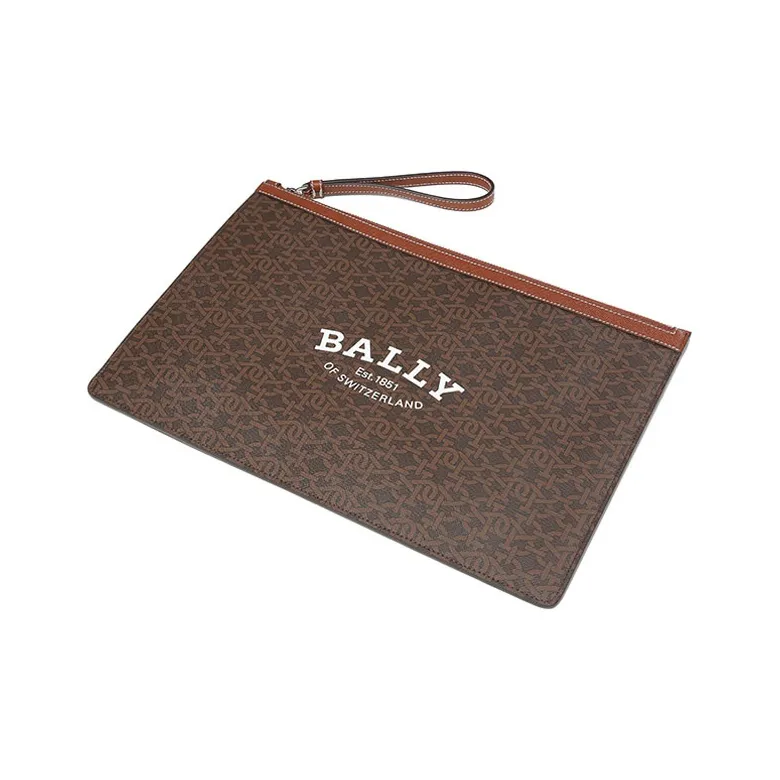 BALLY Leather Coin Purse, Clutch Regular Men's Brown-4