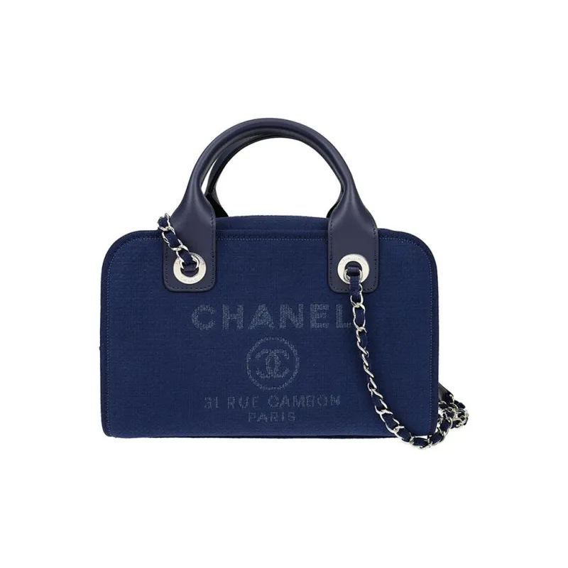 CHANEL Denim Bowling Bags, Tote Bags, Shopping Bags, Shoulder Bags, Crossbody Bags, Handbags Women's Dark Blue-0
