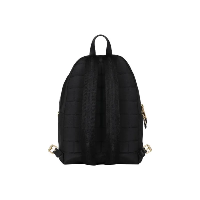 MOSCHINO Nylon Backpack Men's Black & Black Gold-3
