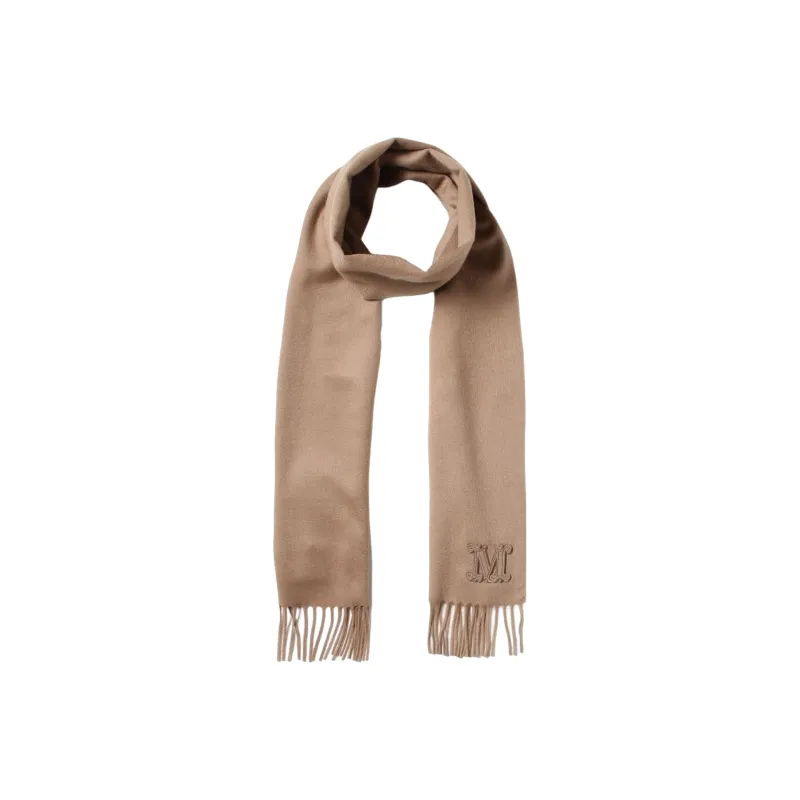 MaxMara Logo Embroidered Fringed Scarf-1