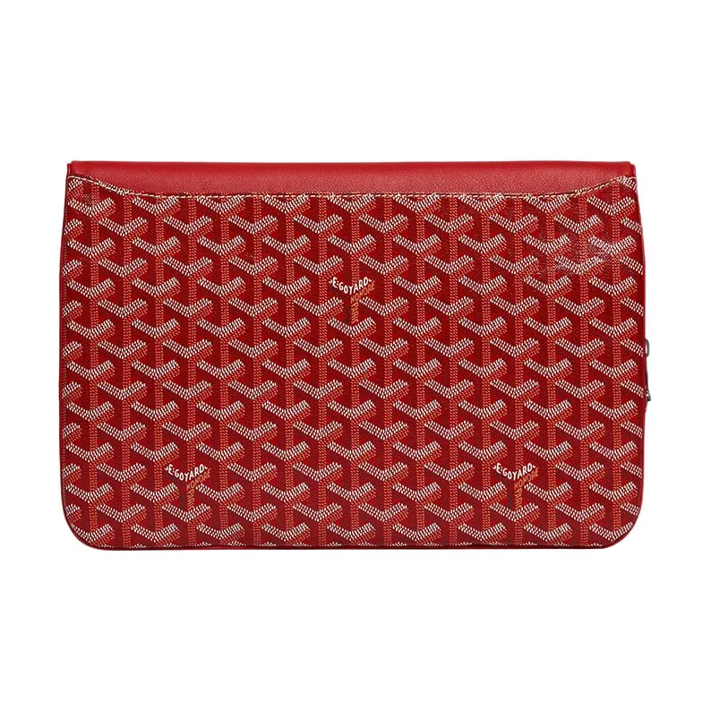 GOYARD Sainte-Marie Canvas With Calfskin Clutch Large Size Unisex Red-3