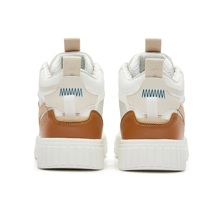 Erke Dots Mid-Top Skateboard Shoes Men's White Warm Linen-3