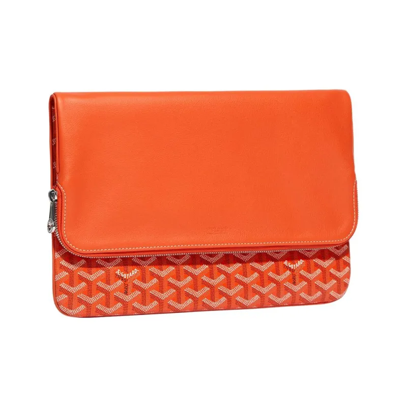 GOYARD Sainte-Marie Canvas With Calfskin Clutch Large Size Unisex Orange-2