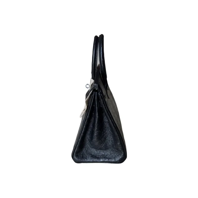 HERMES Birkin Ostrich Leather Birkin Bag Handbags Women's Noir Black-2