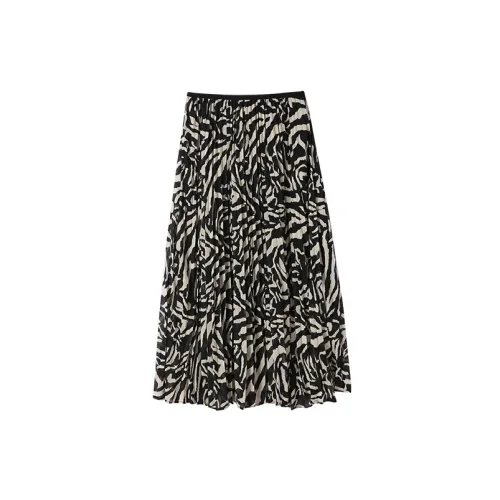 YESWOMEN Casual Long Skirts Women's Black/White Textured