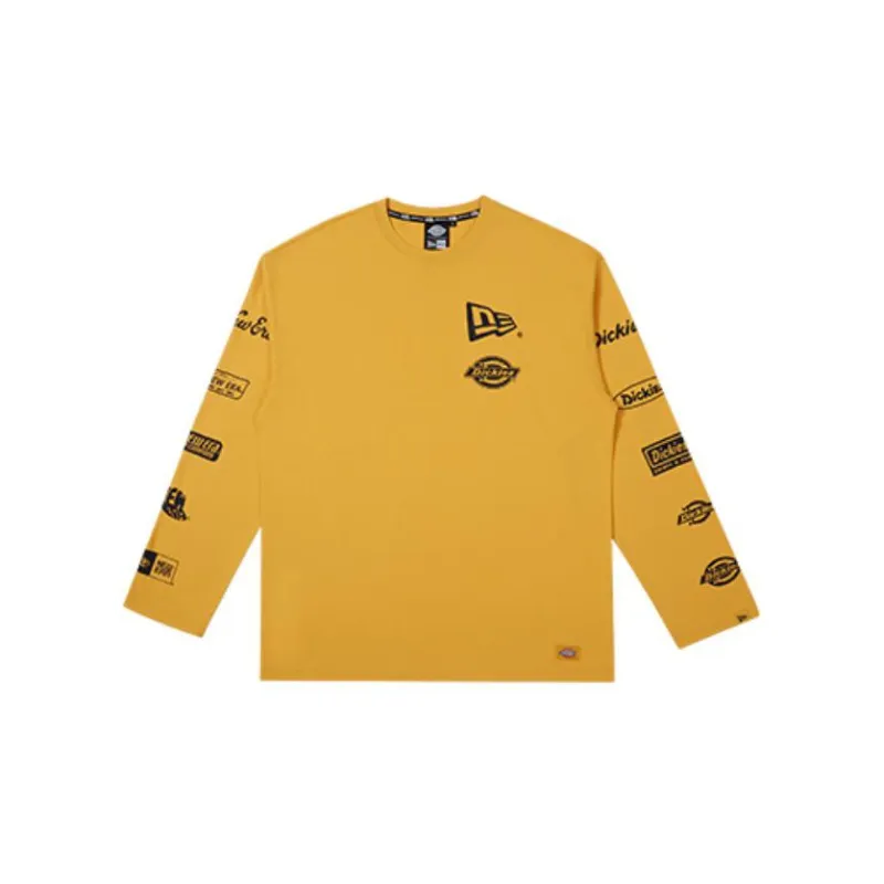 New Era x Dickies Crew Neck Loose Fit Long Sleeved T Shirt Unisex Yellow-0