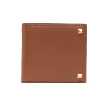 Valentino Calfskin Card Holder, Wallet Men's Brown