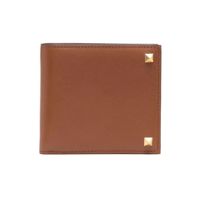 Valentino Calfskin Card Holder, Wallet Men's Brown-0