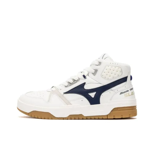 Mizuno Court Skateboard Shoes Unisex High-Top White/Navy Blue