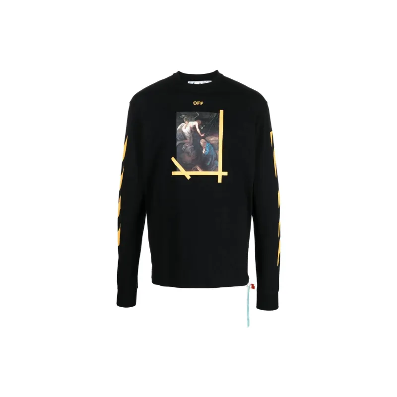 OFF WHITE Diagonal Arrow Caravaggio Ann Skate L/S Tee-0