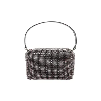 Alexander Wang Rhinestone Leather Handbag, Shoulder Bag Mini Women's Brown