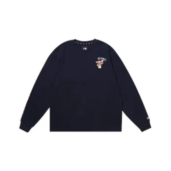 New Era FW22 Crew Neck Fitted Long Sleeved T Shirt Unisex Navy Blue