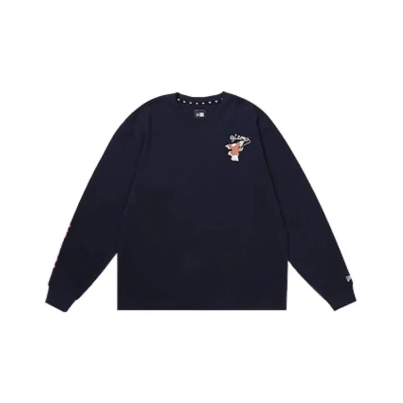 New Era FW22 Crew Neck Fitted Long Sleeved T Shirt Unisex Navy Blue-0