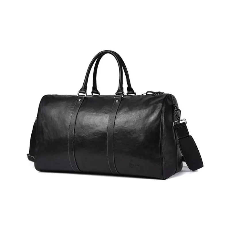 Hush Puppies Vegetable Tanned Top Grain Cow Leather Handbag Travel Bag For Business Trips Tubas Men's Black-1
