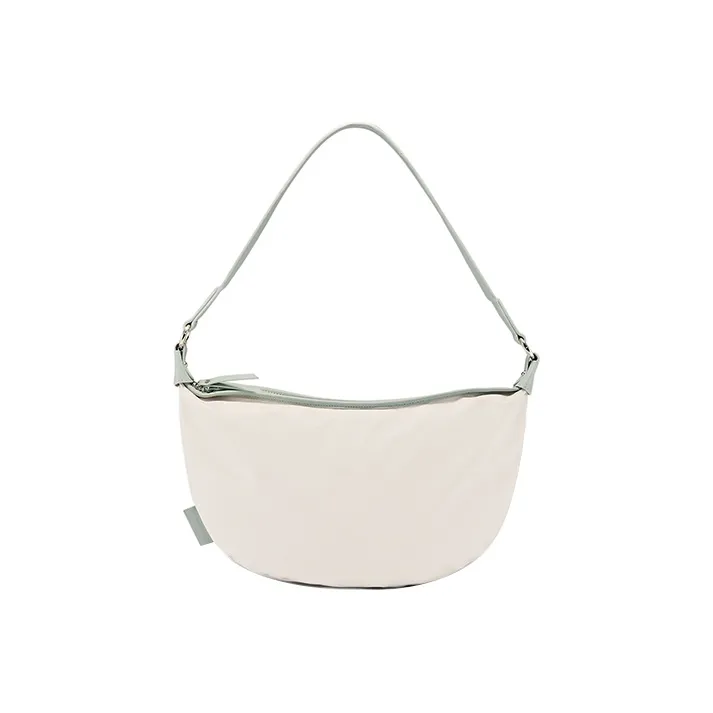 Sound For Life Nylon Dumpling Bag, Shoulder Bag, Sports Bag, Crossbody Bag Women's Ecru/Black-2