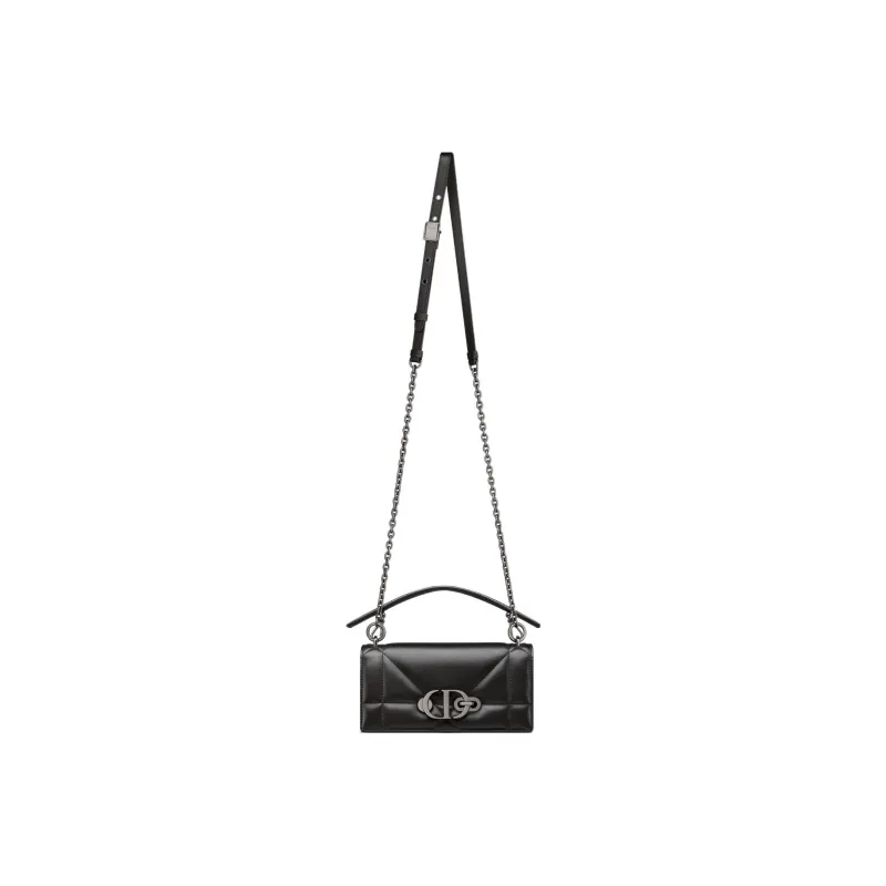 DIOR 30 Montaigne Wicker Pattern Sheepskin Portable One Shoulder Crossbody Clutches Women's Black-5