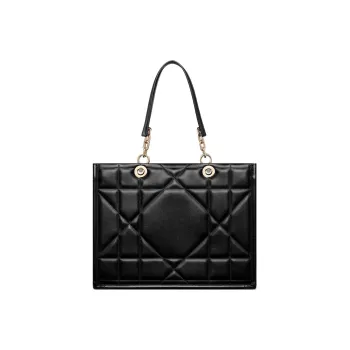 DIOR Cow Leather Tote Bag, Shopping Bag, Shoulder Bag, Handbag Medium Size Women's Black