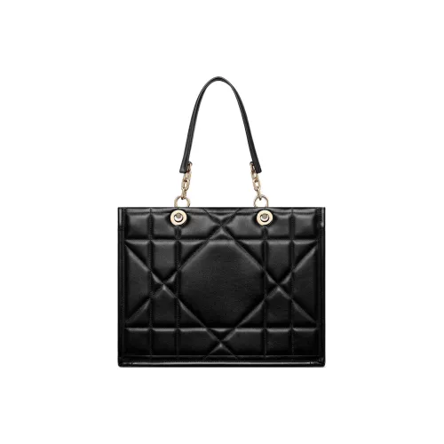 DIOR Cow Leather Tote Bag, Shopping Bag, Shoulder Bag, Handbag Medium Size Women's Black