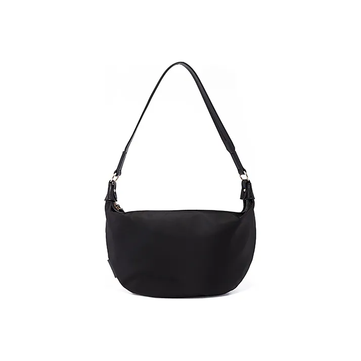 Sound For Life Nylon Dumpling Bag, Shoulder Bag, Sports Bag, Crossbody Bag Women's Ecru/Black-7