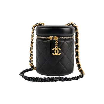 CHANEL Lambskin Makeup Bag, Shoulder Bag, Crossbody Bag Women's Black