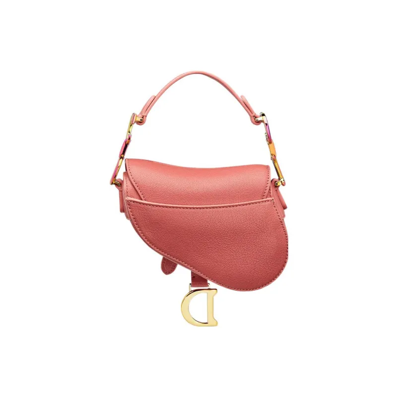 DIOR Sheepskin Saddle Bag Shoulder Bag Crossbody Bag Handbag Extra Mini Women's Ash Coral Pink-2