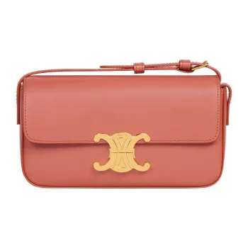 CELINE Triomphe Shiny Calfskin Small Square Bag Crossbody Bag Shoulder Bag Women's Red Terracotta