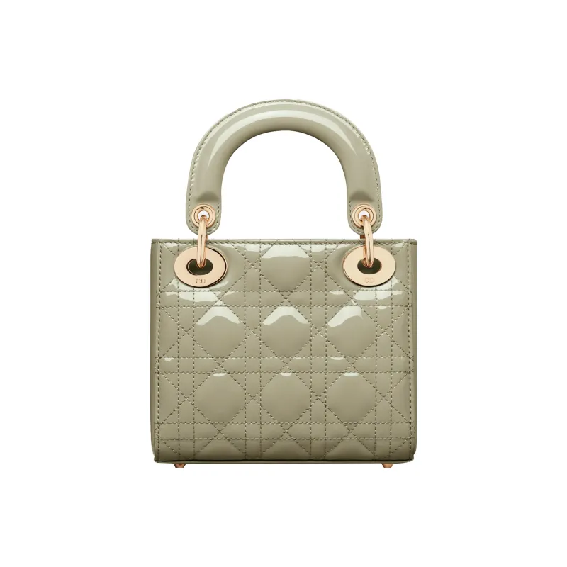DIOR Lady Dior Patent Leather Cowhide Daisie Bag Shoulder Bag Crossbody Bag Handbag Mini Women's Gray Green-2